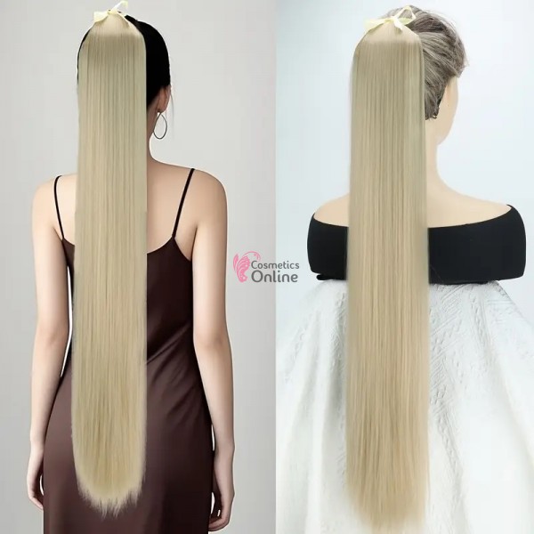 Extensie de par coada dreapta cu snur si pini 85 cm Cod D13-1685 Blond Ash